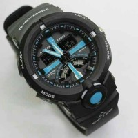 Jual JAM TANGAN PRIA CASIO G-SHOCK RUBBER DOUBLE TIME HITAM LIST BIRU Murah
