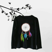 Jual Tumblr Tee / T-Shirt / Kaos Wanita Lengan Panjang Dreamcatcher Hitam Murah