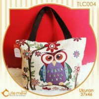 Jual Tas Selempang / Sling Tote Bag Cutemew Motif Owl Import Terlaris Murah