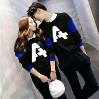 Jual Baju Couple Lengan Panjang / Kaos pasangan Soulmate LP A Black 10745 Murah