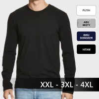 Jual Jumbo Size - Kaos Polos Lengan Panjang Katun Big Size Jumbo Murah
