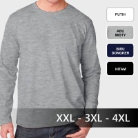 Jual 3XL / 4XL (XXXL) - Baju kaos polos lengan panjang cowok jumbo big size Murah