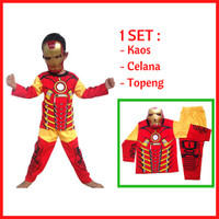 Jual Promo Baju Kaos Anak Kostum Topeng Superhero Iron Man/ Laki laki/Murah Murah