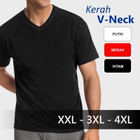 Jual Baju Kaos Polos V-Neck Kaos Oblong Distro Jumbo Big Size XXL 3XL 4XL Murah