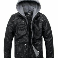 Jual jaket semi kulit topi/jaket ggs/ jaket kulit kupluk/jaket keren Murah
