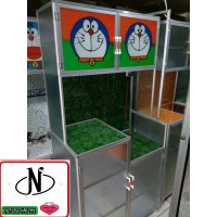 rak piring alumunium 2 pintu, doraemon, hello kitty