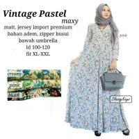 Baju Terusan Wanita Muslim Longdress Vintage Pastel