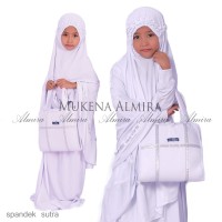 Jual Mukena / Anak/ Almira Putih Spandek Sutra Uk M (5-7th) Murah