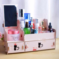 Jual TERBATAS #618 New Rak kosmetik CERMIN kitty cat Desktop storage kitty Murah