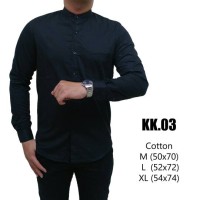 Jual kemeja pria warna hitam lengan panjang kerah shanghai model baju koko Murah