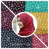 Jilbab Pashmina Bahan Denim Motif Polkadot