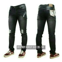 Jual Celana jeans pria panjang hitam black ripped sobek keren distro Murah