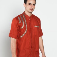 Jual Baju koko batik, busana muslim pria kualitas premium TN 36 oren gelap Murah