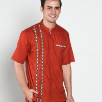 Baju koko batik, busana muslim pria kualitas premium TN 37 oren gelap