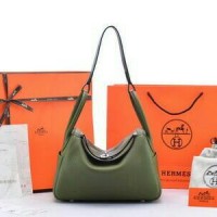 Tas Wanita Hermes Lindie Large Green Kulit Mirror Authentic Fullset