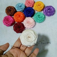 Jual 12pcs aplikasi rolled rose/rolledrose satin mix warna Murah
