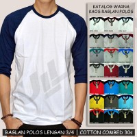 Jual Kaos Raglan Polos Lengan 3/4 Size S M L Murah