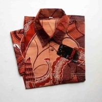 Kemeja atau baju batik Solo Jogja motif coklat anak muda ukuran L
