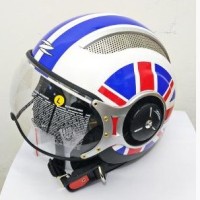Helm Halfface Retro Import Zeus ZS-218 White/SS8 Blue
