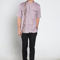 Jual Baju Koko Lengan Pendek/ Warna Ungu Muda Batik