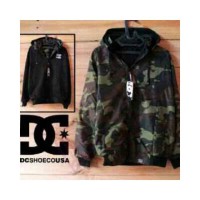 Jaket Parasut Army DC Loreng Hijau Hitam Bolak Balik Pria Hoodie BB