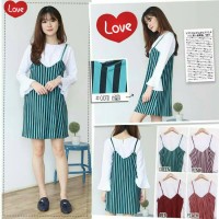 Jual overall dress garis-garis Murah
