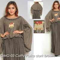 OMG Catty Maxi dress polkadot coklat tua gamis