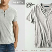 Jual Baju Kaos Lengan Pendek Pria Henley Ricks (BEST SELLER) Murah