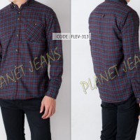 Jual kemeja flanel cowok /baju flannel pria lengan panjang slimfit FLEV157 Murah