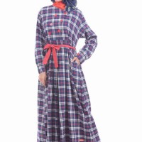 Gamis Muslimah Nibras NB 122 Flanel Biru
