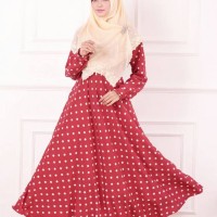 Gamis Muslimah Nibras NB 138 Polkadot Merah