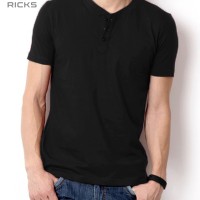 Jual Baju Kaos Pria Henley Lengan Pendek by RICKS (BEST SELLER) Murah
