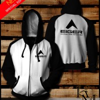 JAKET ZIPPER EIGER PASSION FOR ADVENTURE WARNA HITAM - PUTIH KEREN