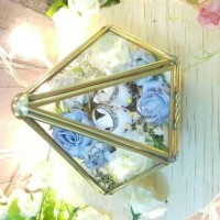 Jual wedding ring glass box diamond shape vintage theme Murah