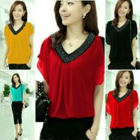 Jual Baju Chiffon Mix Spandek / Atasan Blouse Wanita Murah