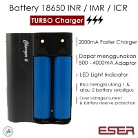 Jual Eser Fast Charger Turbo Batere 18650 Baterai Battery INR IMR ICR -CHG6 Murah