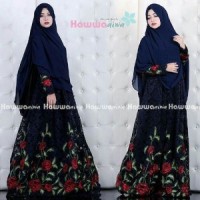 GAMIS SYARI BERGO SET BUSUI JUMBO : BW2644 HAWWA BRUKAT FLOWER