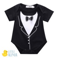 Jual Baju Bayi Laki Laki Import Short Jumper Romper Pendek Tuxedo Gentleman Murah