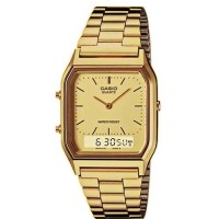 jam tangan wanita cewek Casio AQ230GA-9D warna gold - emas analog