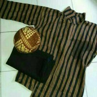 Jual Paket Satu Set Baju Surjan Lurik + Blangkon + Celana / Baju Adat Jawa Murah