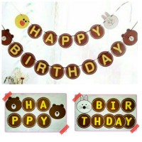 Jual banner bunting flag ulang tahun karakter brown line Murah