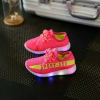 Jual sz 31-35 sepatu anak import replika adidas yezzy sport nyala lampu led Murah