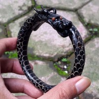 Jual Gelang Akar Bahar Ukiran Naga Bertanduk Black Coral Murah