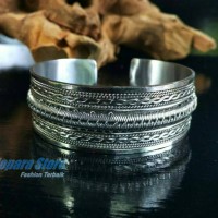 Gelang Pria Wanita Monel Plat Etnik India Big Size
