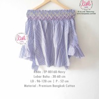 Jual Atasan Wanita/Baju Sabrina Import Bangkok/Sabrina Garis Salur Navy Murah