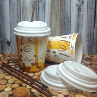 Jual Paper Cup/Gelas Kertas Ukuran 8OZ 1 Set (paper cup+tutup+sedotan)-P012 Murah