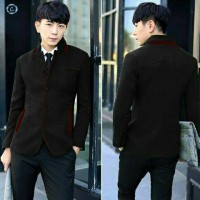 Jual blazer gakuran pria black fleece Murah