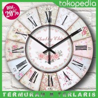 Jual Jam Dinding Vintage Shabby Chic - Bunga Dekorasi Rumah Unik Artistik e Murah