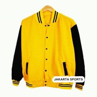 Jual JAKET BASEBALL KUNING HITAM! SWEATER PRIA WANITA MURAH VARSITY POLOS Murah