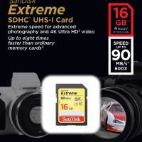SanDisk SDHC EXTREME 16GB 90MB/s Class 10 Memory Kamera SD Card 16 G